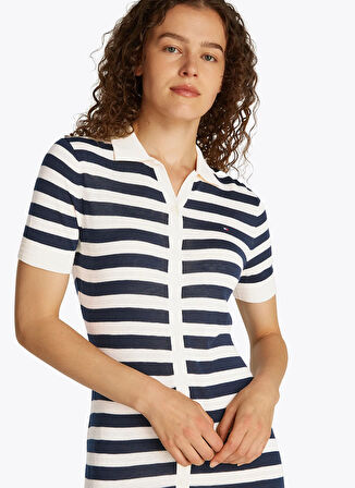 Tommy Hilfiger Yuvarlak Yaka Beyaz Midi Kadın Elbise WW0WW445290FC