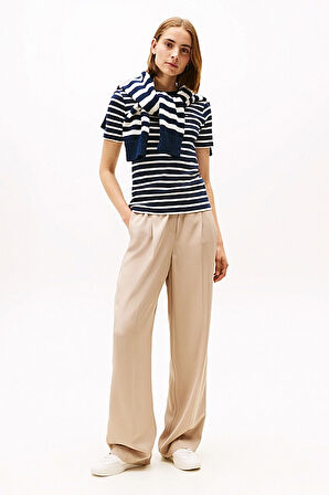 Kadın Slim Cody C-Nk T-Shirt - Lacivert/Ekru | XS