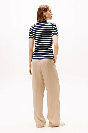 Kadın Slim Cody C-Nk T-Shirt - Lacivert/Ekru | XS