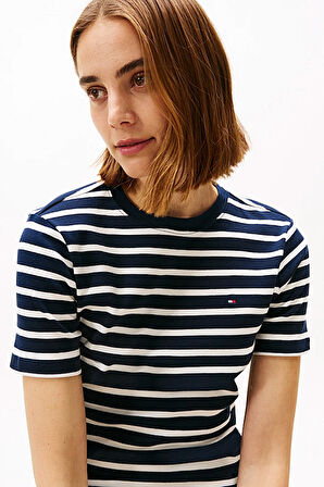 Kadın Slim Cody C-Nk T-Shirt - Lacivert/Ekru | XS