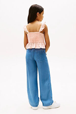 Kız Çocuk Textured Ruffle Bluz - Pembe | 6 Yaş