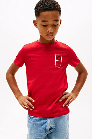 Erkek Çocuk Th Grafik Logo T-Shirt - Kırmızı | 8 Yaş