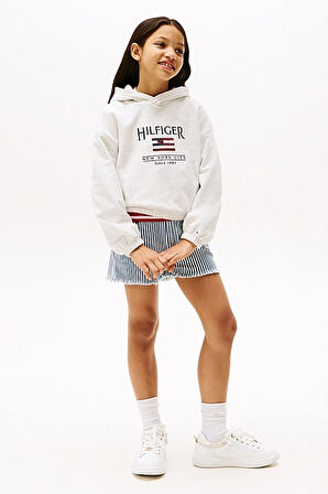 Kız Çocuk Th Sequin Bayrak Kapüşonlu Sweatshirt - Beyaz | 8 Yaş
