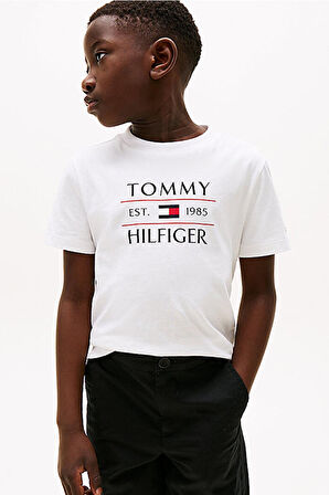 Erkek Çocuk Tommy Flag Hilfiger T-Shirt - Beyaz | 6 Yaş