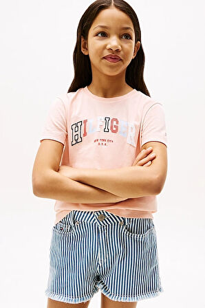 Kız Çocuk Varsity T-Shirt - Pudra | 7 Yaş