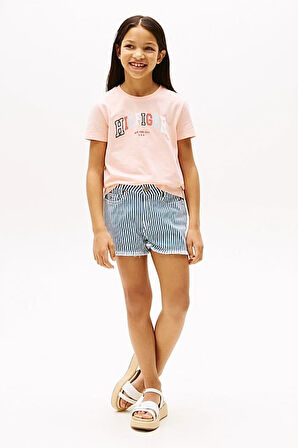 Kız Çocuk Varsity T-Shirt - Pudra | 8 Yaş