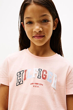 Kız Çocuk Varsity T-Shirt - Pudra | 12 Yaş