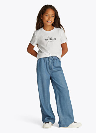 Tommy Hilfiger Baskılı Beyaz Kız Çocuk T-Shirt KG0KG08524YBR
