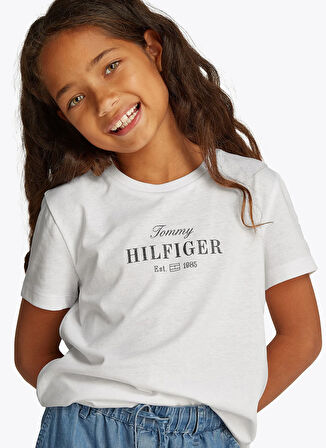 Tommy Hilfiger Baskılı Beyaz Kız Çocuk T-Shirt KG0KG08524YBR