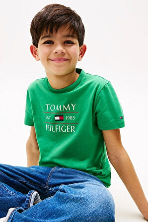 Erkek Çocuk Tommy Flag Hilfiger T-Shirt - Yeşil | 14 Yaş