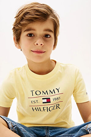Erkek Çocuk Tommy Flag Hilfiger T-Shirt - Sarı | 12 Yaş