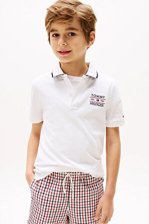 Erkek Çocuk Th Bayrak Logo Polo T-Shirt - Beyaz | 8 Yaş