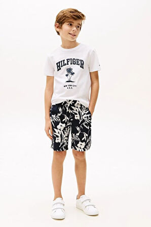 Erkek Çocuk Th Hilfiger Palm Logo T-Shirt - Beyaz | 7 Yaş