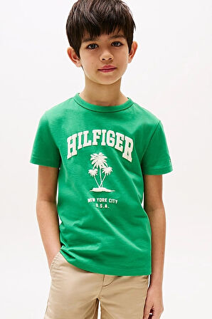 Erkek Çocuk Th Hilfiger Palm Logo T-Shirt - Yeşil | 12 Yaş
