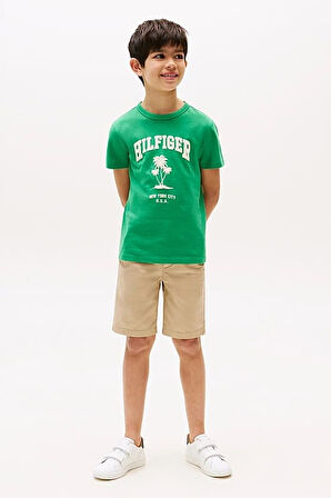 Erkek Çocuk Th Hilfiger Palm Logo T-Shirt - Yeşil | 12 Yaş