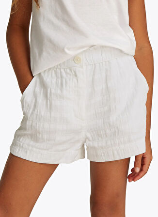 Tommy Hilfiger Orta Bel Regular Fit Beyaz Kız Çocuk Şort KG0KG08443YBR