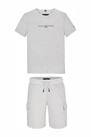 Erkek Çocuk T-Shirt Ve Cargo Şort Set - Gri | 7 Yaş
