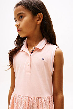 Kız Çocuk Th Broderie Anglaise Polo Elbise - Pudra | 6 Yaş
