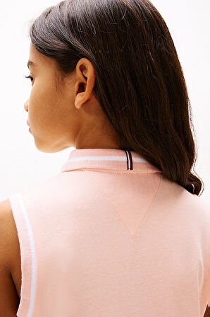 Kız Çocuk Th Broderie Anglaise Polo Elbise - Pudra | 6 Yaş