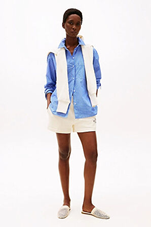 Kadın Th Regular Hilfiger Sweat Şort - Krem | L