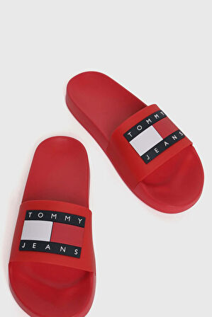 Kadın Tj Bayrak Logo Plaj Terliği - Kırmızı | 41