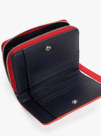 Tommy Hilfiger Kadın Kırmızı  TH Monogram Fermuarlı Cüzdan