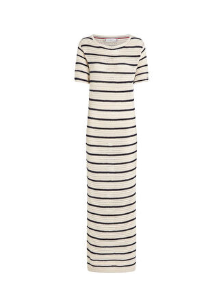Tommy Hilfiger Yuvarlak Yaka Beyaz Midi Kadın Elbise WW0WW444890FB