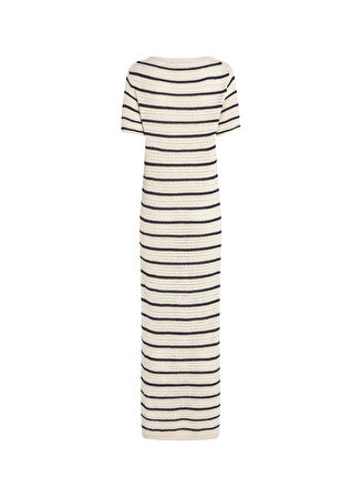 Tommy Hilfiger Yuvarlak Yaka Beyaz Midi Kadın Elbise WW0WW444890FB
