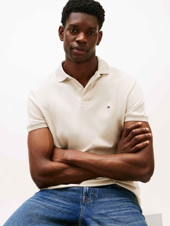 TOMMY HILFIGER Erkek Marka Logolu Günlük Kullanıma Uygun Bej Polo Yaka T-Shirt MW0MW39994 HGF