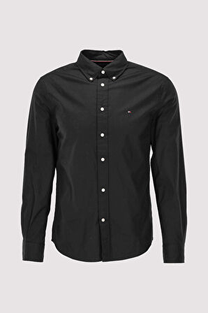 Erkek Poplin Solid Gömlek - Siyah | XL
