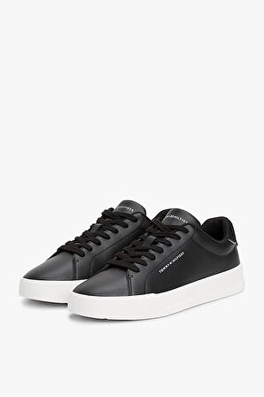 Erkek Pebble Grain Court Sneaker - Siyah | 40