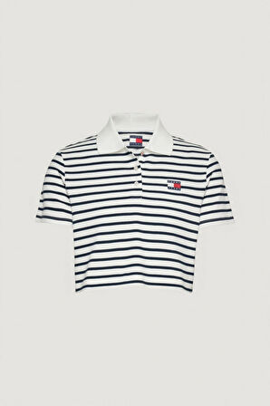 Tommy Hilfiger Kadın  Logolu  Crop T-Shirt