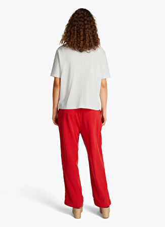 Tommy Hilfiger Bisiklet Yaka Beyaz Kadın T-Shirt WW0WW46158YBL