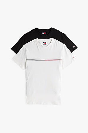 Erkek Tjm 2-Pack Grafik Logo Slim T-Shirts - Siyah/Ekru | M