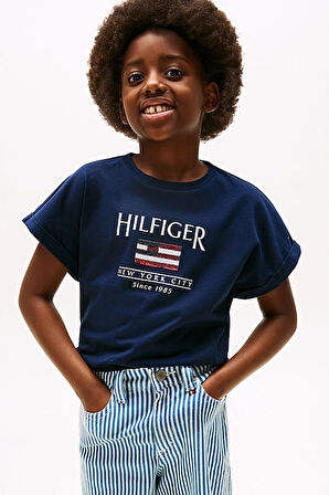 Kız Çocuk Th Hilfiger Sequin Pullu Bayrak T-Shirt - Lacivert | 10 Yaş