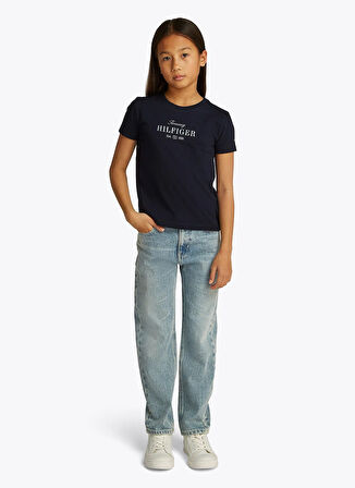 Tommy Hilfiger Baskılı Lacivert Kız Çocuk T-Shirt KG0KG08524C1G
