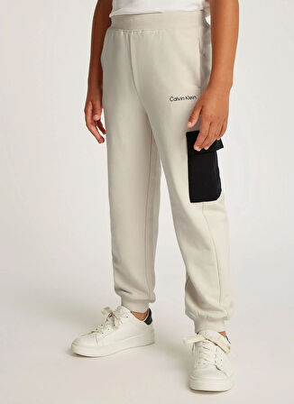 Calvin Klein Straight Paça Bej Erkek Çocuk Eşofman Altı IB0IB02349CKS