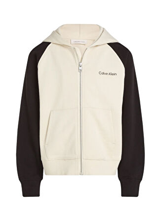 Calvin Klein Baskılı Erkek Çocuk Bej Sweatshırt IB0IB02378CKS