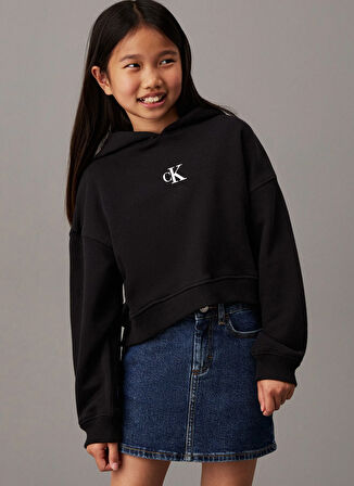 Calvin Klein Nakışlı Kız Çocuk Siyah Sweatshırt IG0IG02755BEH