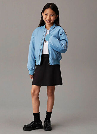 Calvin Klein Lastikli Bel Regular Fit Siyah Düz Kısa Kız Çocuk Etek IG0IG02784BEH