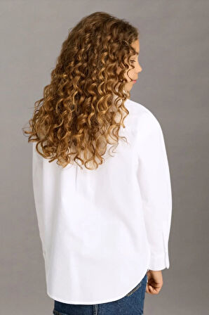 Kız Çocuk Ck Oversize Oxford Gömlek - Beyaz | 10 Yaş