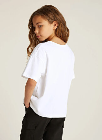 Calvin Klein Baskılı Beyaz Kız Çocuk T-Shirt IG0IG02801YAF