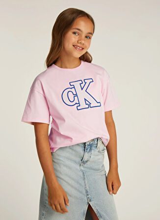 Calvin Klein Baskılı Pembe Kız Çocuk T-Shirt IG0IG02806TBV