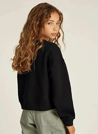 Calvin Klein Baskılı Kız Çocuk Siyah Sweatshırt IG0IG02823BEH