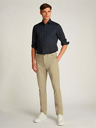 Calvin Klein İnce Streç Twill Haki Chino Pantolon
