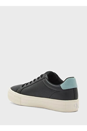 Kadın Yüksek Rahat Taban Deri Siyah Sneaker YW0YW01669-0GX