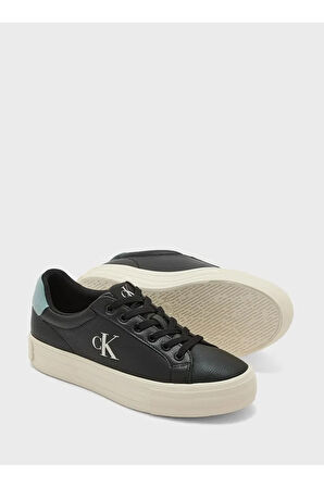 Kadın Yüksek Rahat Taban Deri Siyah Sneaker YW0YW01669-0GX