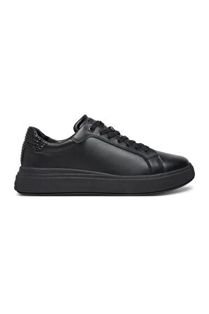 Erkek Ck Rahat Düz Taban Deri Sneaker Ayakkabı - Siyah | 44