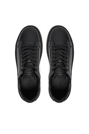 Erkek Ck Rahat Düz Taban Deri Sneaker Ayakkabı - Siyah | 44