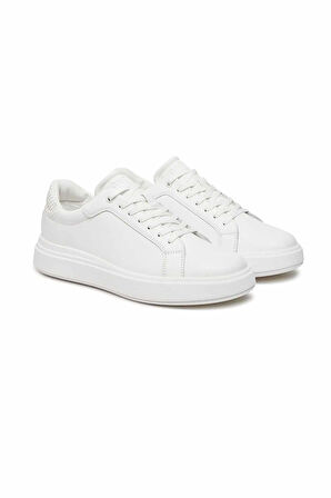 Erkek Low Top Lace Up Woven Sneaker Ayakkabı - Beyaz | 44